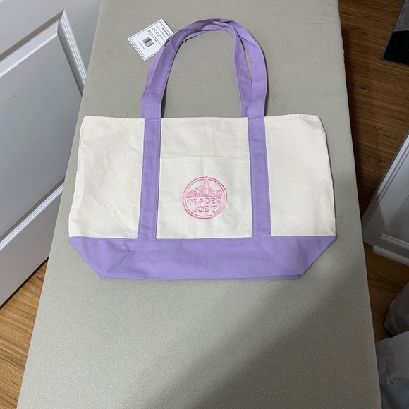 Handbags - NWT Big Spring 2026 Trader Joe’s Big Canvas Tote Bag Lavander